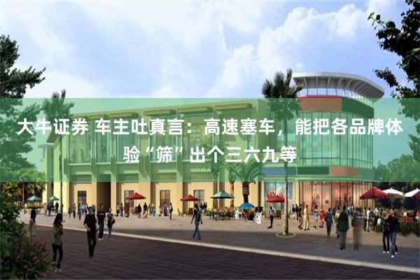 大牛证券 车主吐真言：高速塞车，能把各品牌体验“筛”出个三六九等
